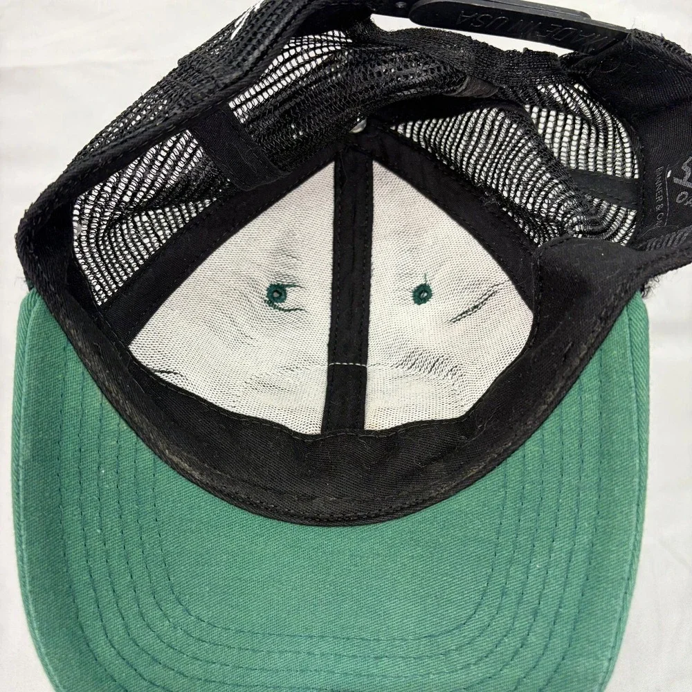 Banner & Oak Trucker Hat Made in USA Mens OSFM Green Black Mesh Rhino Patch